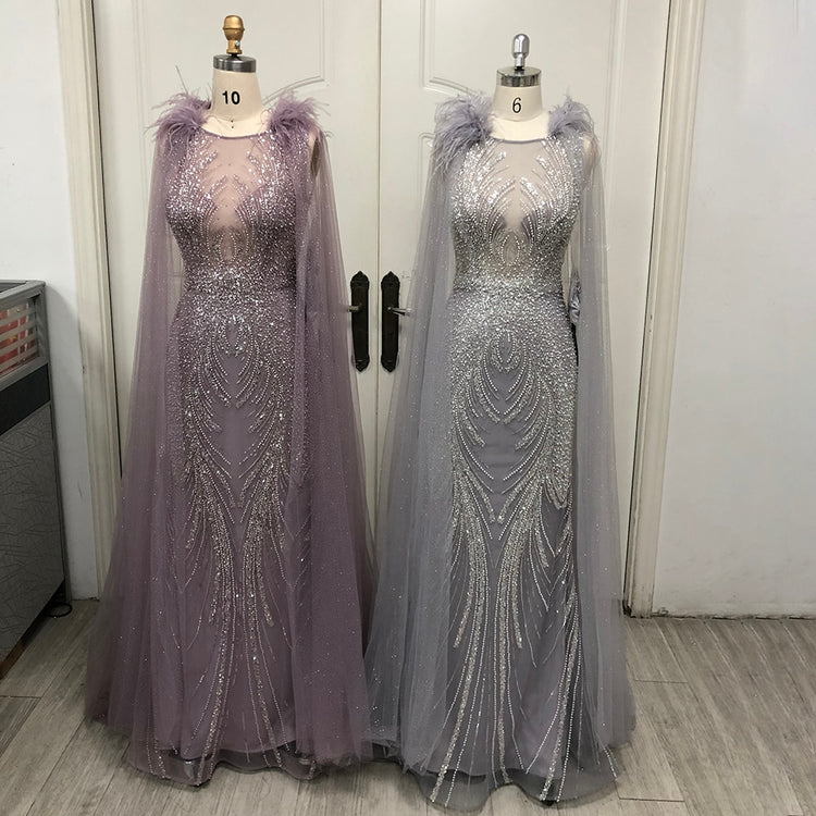 Vestido de Festa Luxo todo Decorado em Cristais com Manta - Modelo Especial