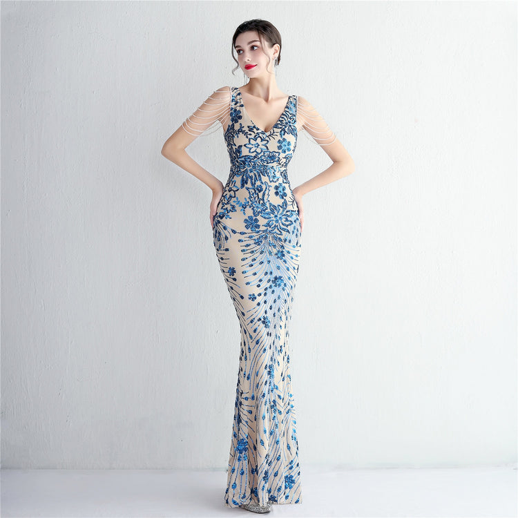 Vestido de Festa Luxo em Detalhes e Miganças Longo