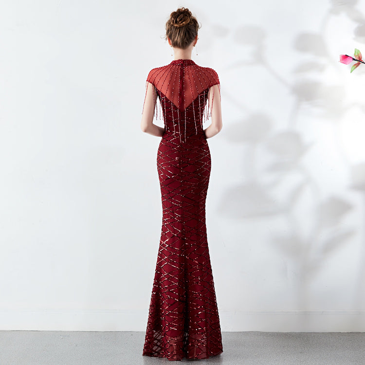 Vestido de Festa com Miçangas Vintage Luxo