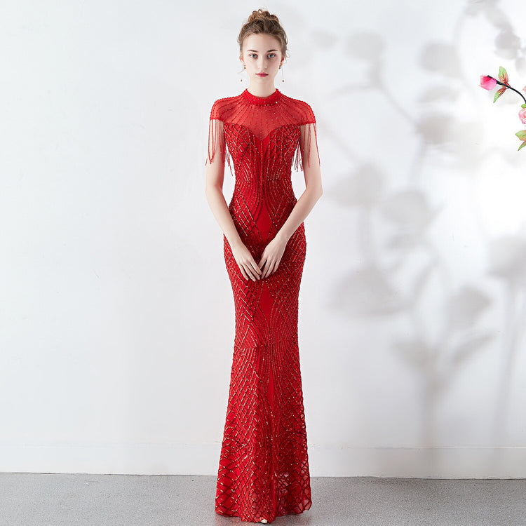 Vestido de Festa com Miçangas Vintage Luxo