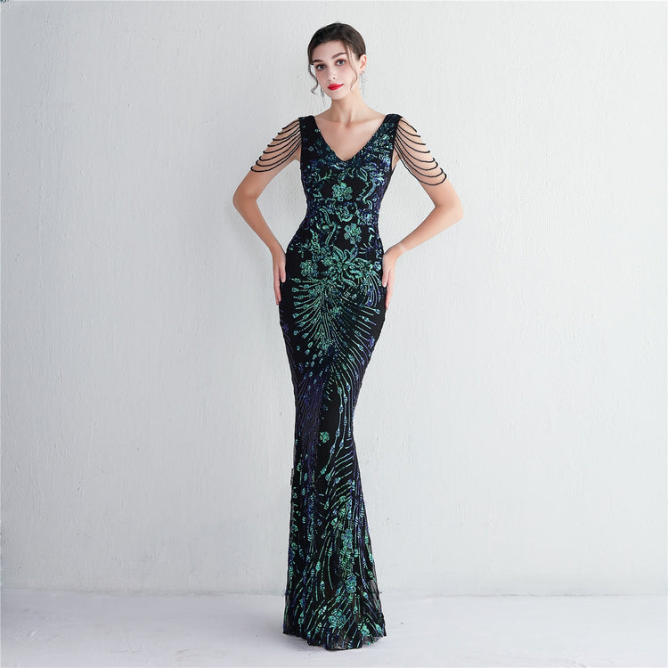 Vestido de Festa Luxo em Detalhes e Miganças Longo