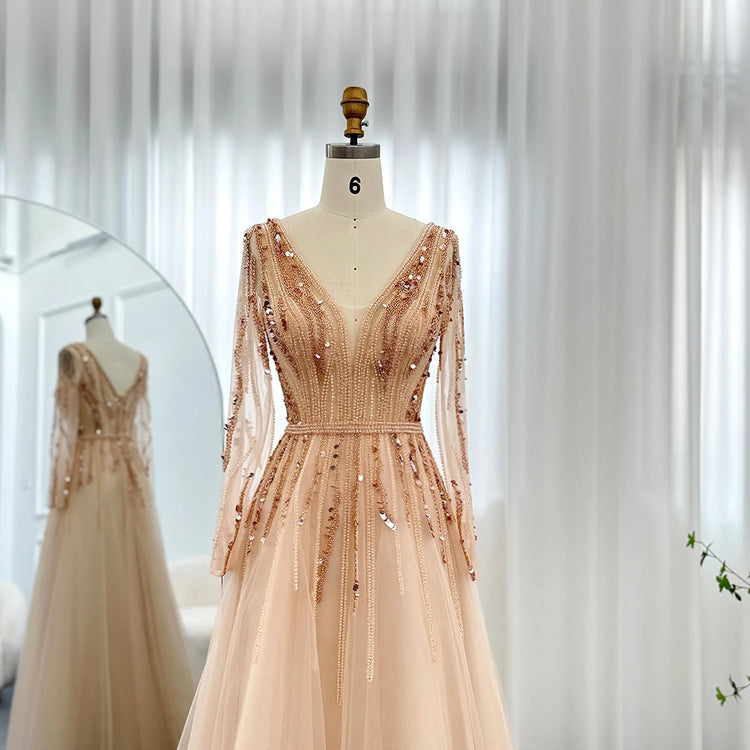 Vestido de Festa Elegante Longo Adornado em Detalhes - Modelo Especial