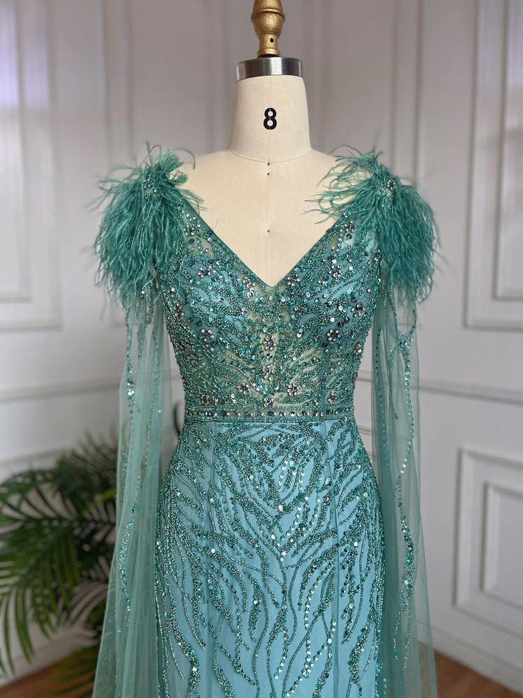 Vestido de Festa Capa Longa Elegante Luar - Modelo Especial