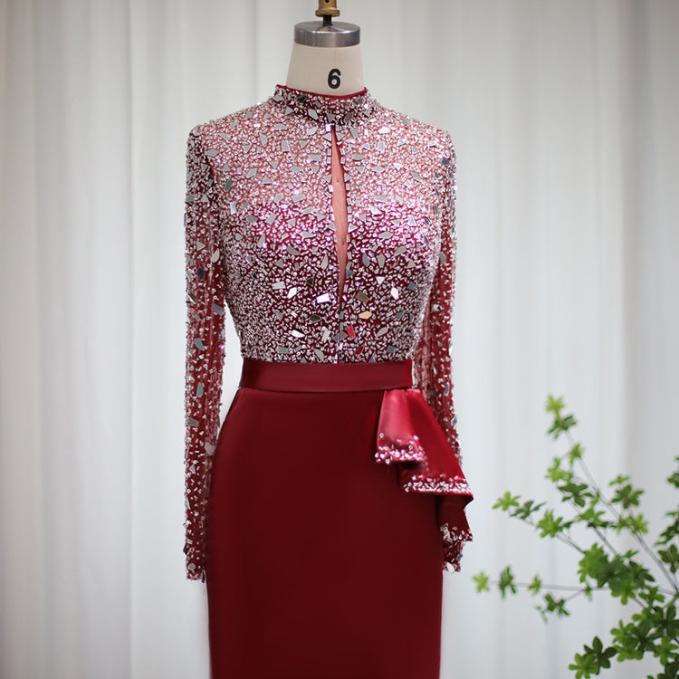Vestido de Festa Luxo Plissado com Parte Superior Detalhada - Modelo Especial