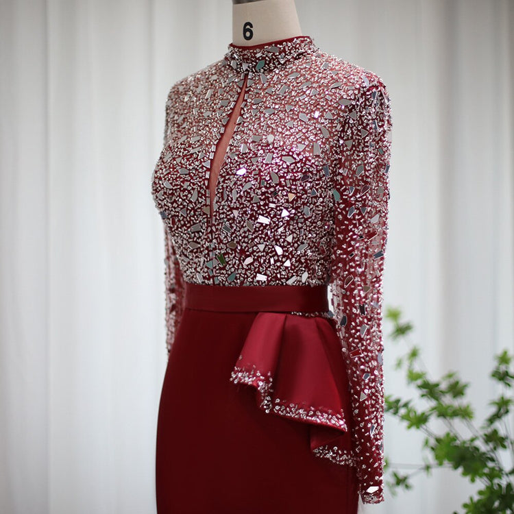 Vestido de Festa Luxo Plissado com Parte Superior Detalhada - Modelo Especial