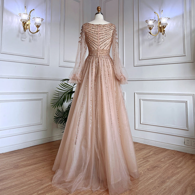 Vestido de Festa Longo Vênus Detalhes em Miçangas e Cristais - Modelo Especial