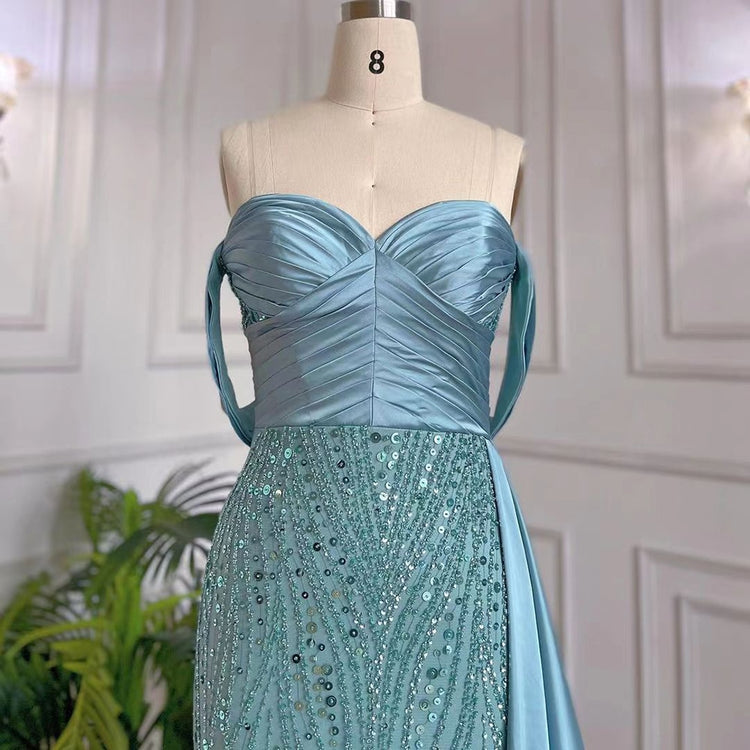 Vestido de Festa Sereia Elegante Sexy Azul Tiffany - Modelo Especial