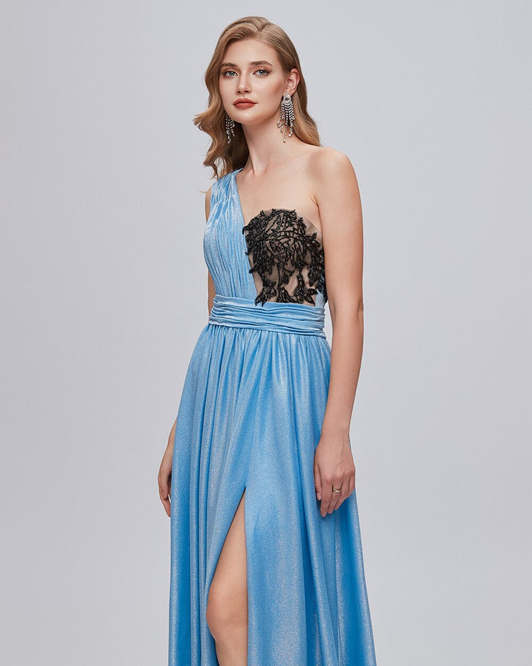 Vestido de Festa Longo com Abertura Azul Serenity