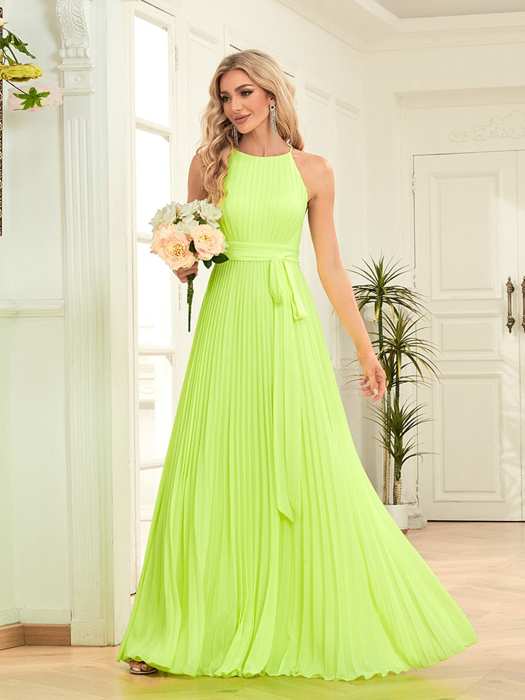 Vestido de Festa Longo Leve com Faixa Charmoso