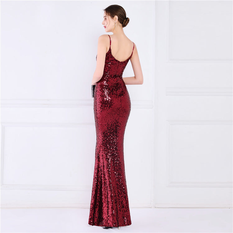 Vestido de Festa Brilho com Alça Espaguete
