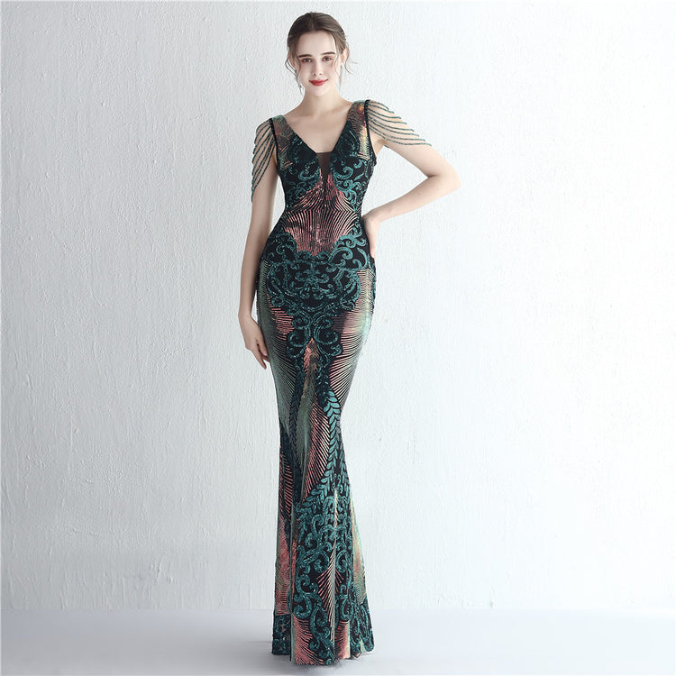 Vestido de Festa Longo Sereia com Miganças