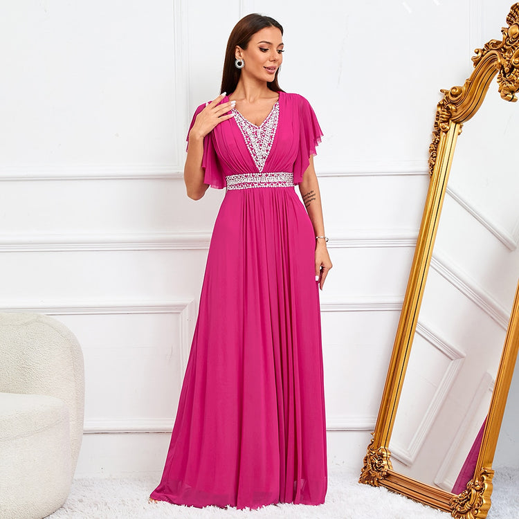 Vestido de Festa Longo com Detalhes Luxo Rosa