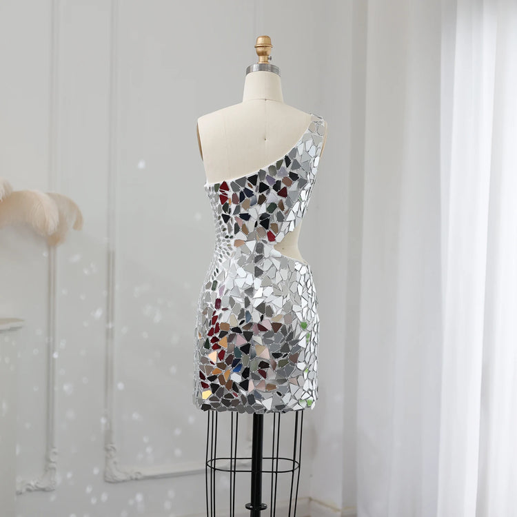 Vestido de Festa Midi Reluzente Prateado - Modelo Especial