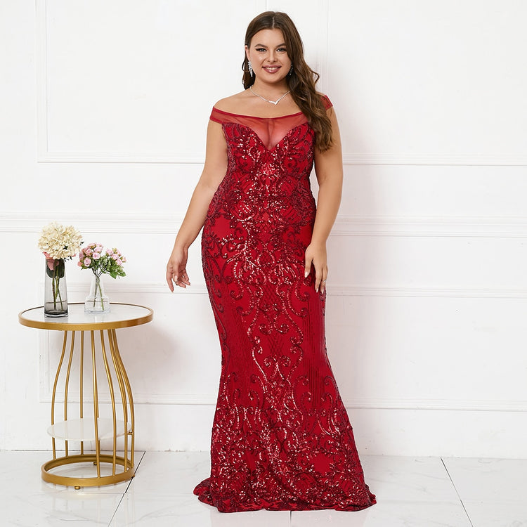 Vestido Plus Size Vintage Brilho Marsala