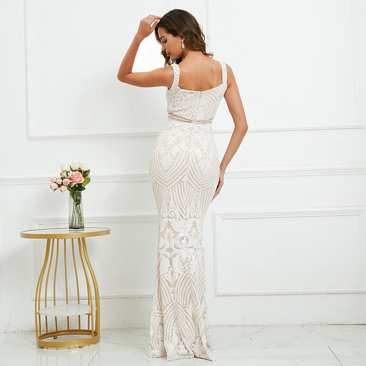 Vestido de Festa Sereia Elegante com Cintura Adornada