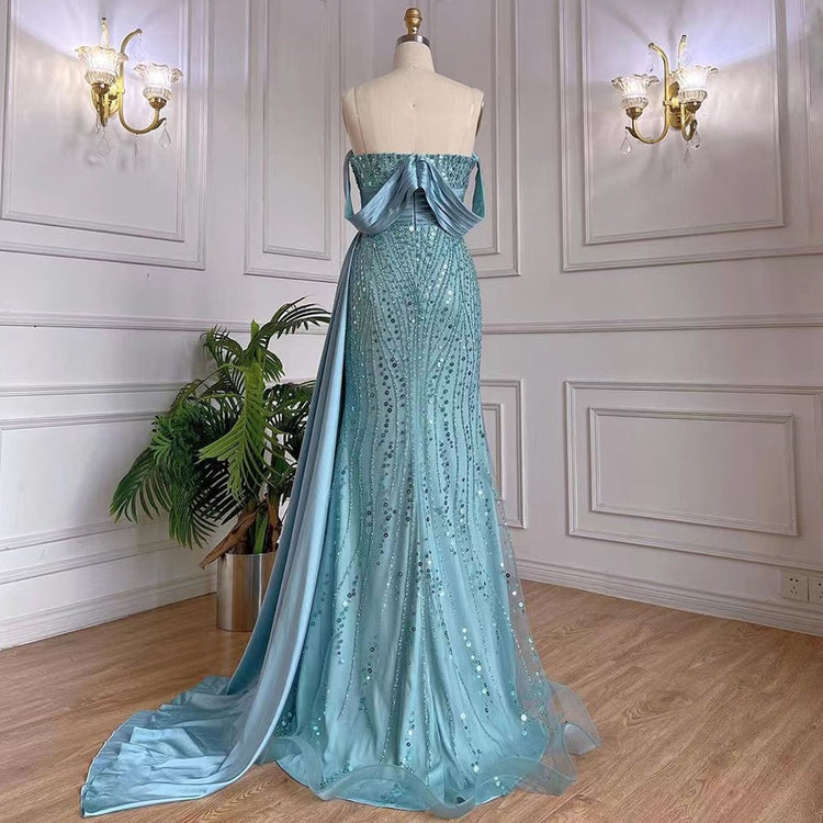 Vestido de Festa Sereia Elegante Sexy Azul Tiffany - Modelo Especial