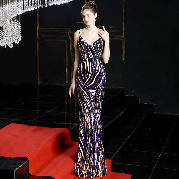 Vestido de Festa Longo Ondas Brilho