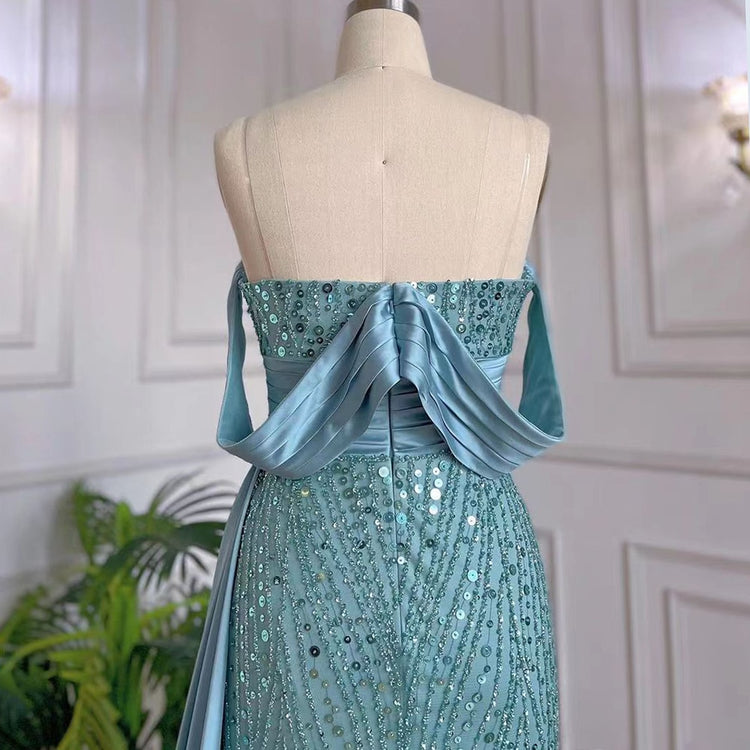 Vestido de Festa Sereia Elegante Sexy Azul Tiffany - Modelo Especial