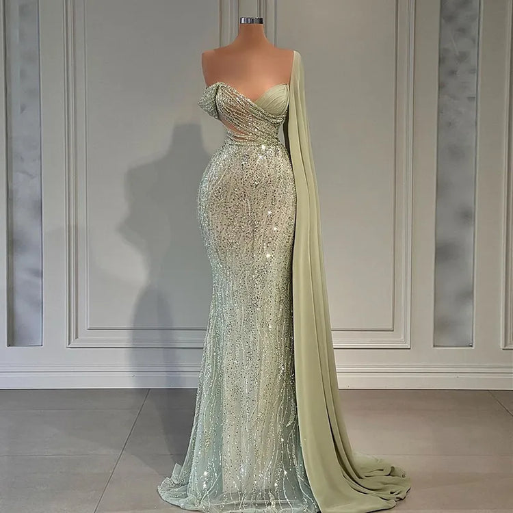 Vestido de Festa Longo Sereia Brilho Verde - Modelo Especial
