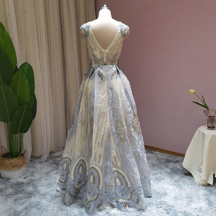 Vestido de Festa Longo com Cristais Florais Luxo - Modelo Especial