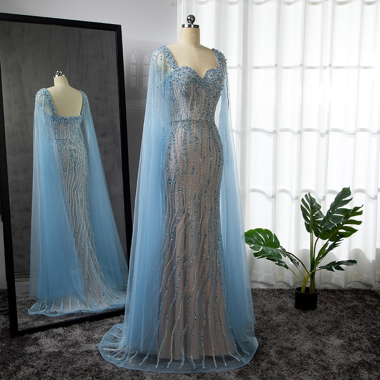 Vestido de Festa com Capa Longo Luxo Montserrat - Modelo Especial