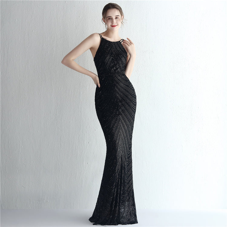 Vestido de Festa Luxo Sereia com Capa Preto