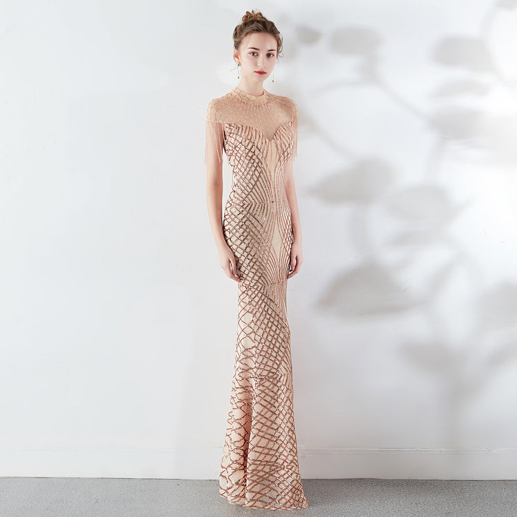 Vestido de Festa com Miçangas Vintage Luxo