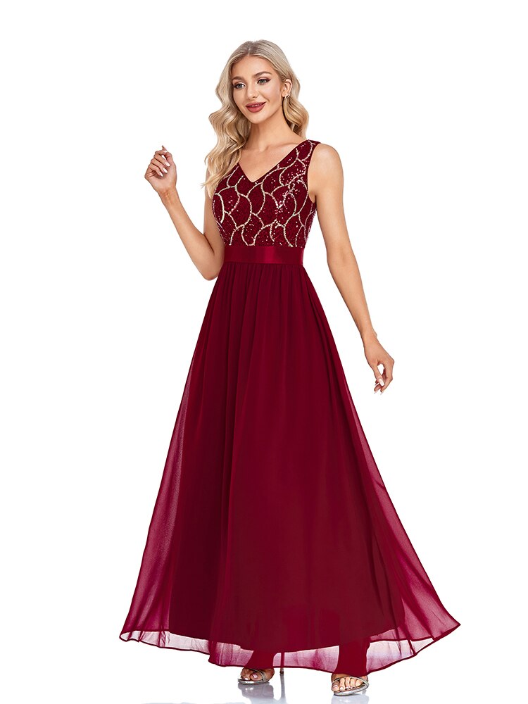 Vestido de Festa Longo Marsala Renda