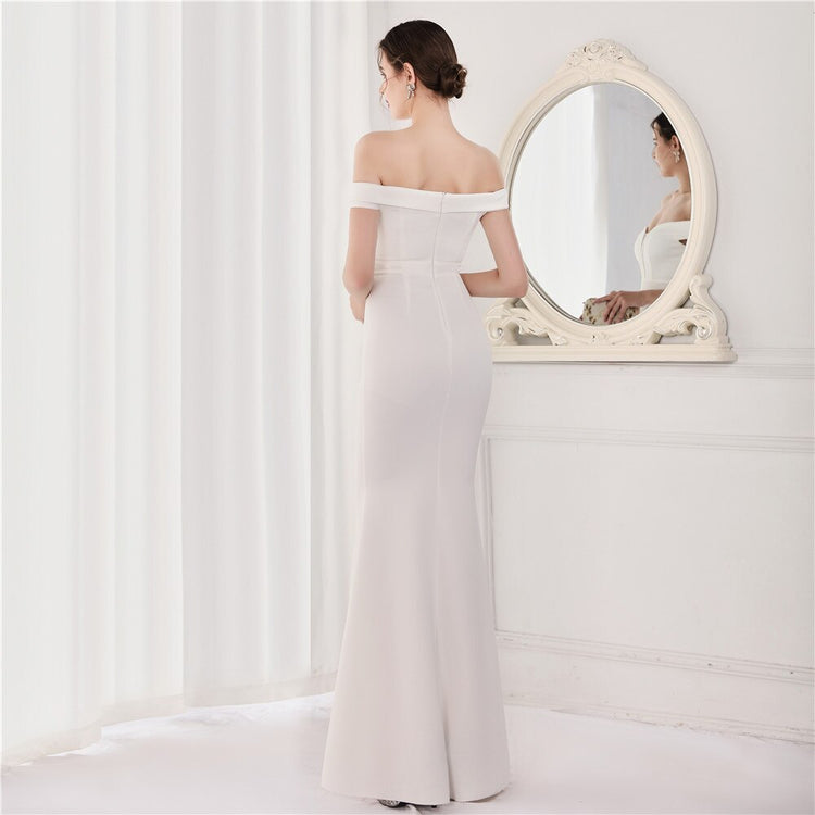 Vestido de Festa Longo Ombro a Ombro Branco