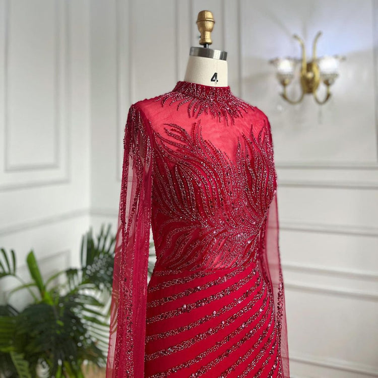 Vestido de Festa Luxo Glamour com Maxi Capa Adornada com Cristais - Modelo Especial
