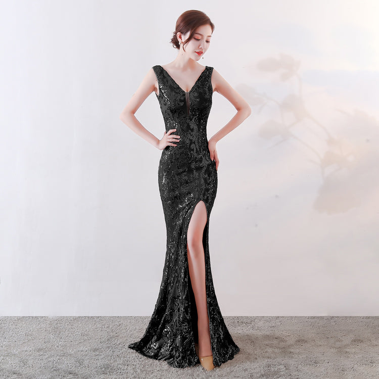 Vestido de Festa Longo Ondas Brilho