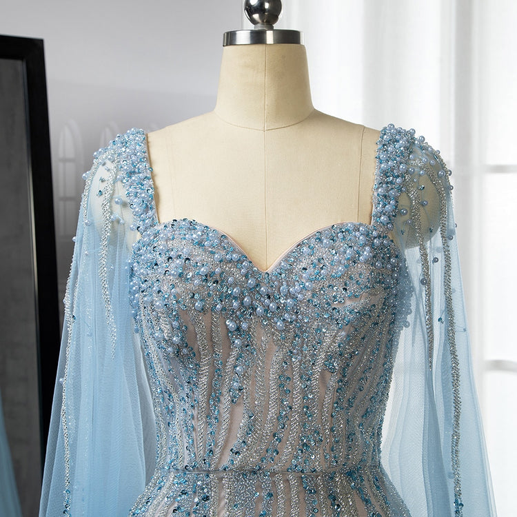 Vestido de Festa com Capa Longo Luxo Montserrat - Modelo Especial
