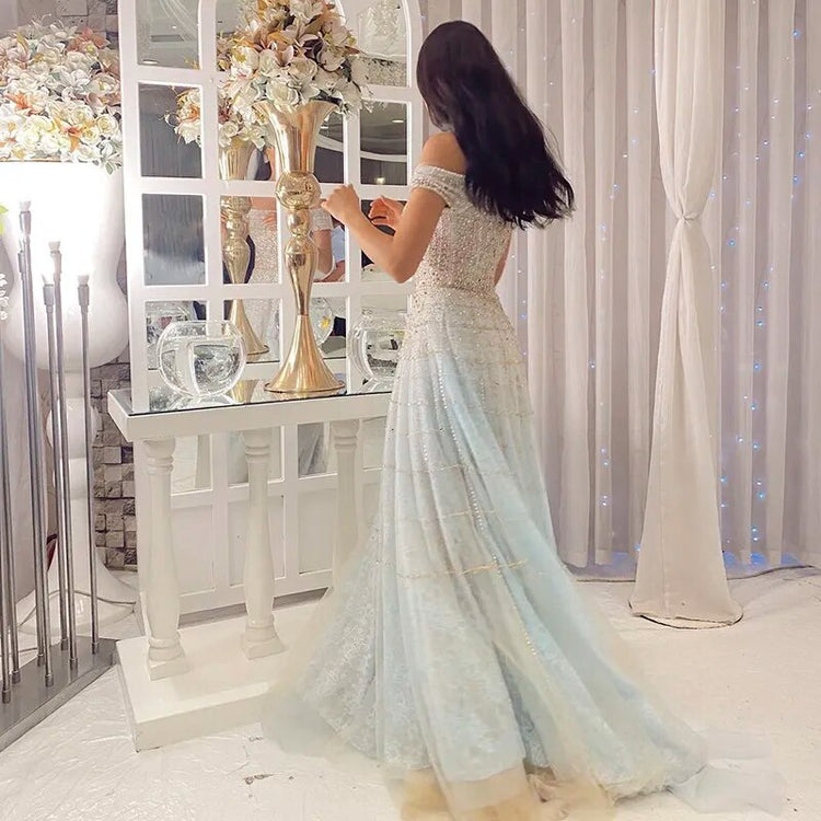 Vestido de Festa Longo Frozen em Renda Brilhante - Modelo Especial