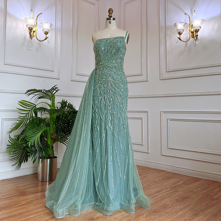Vestido de Festa Sereia Luxuoso com Cauda em Tule - Modelo Especial
