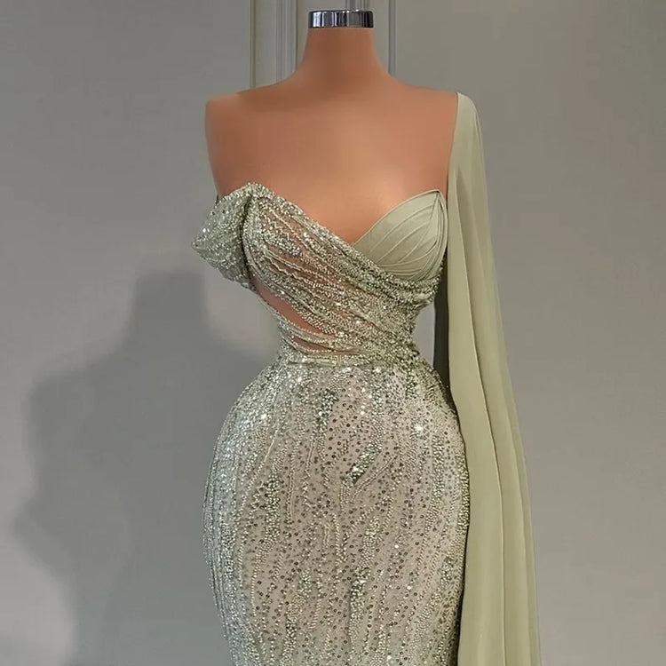 Vestido de Festa Longo Sereia Brilho Verde - Modelo Especial