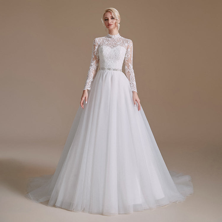 Vestido de Festa Luxo Clássico Romântico com Apliques em Cristais e Renda (Pronta Entrega)
