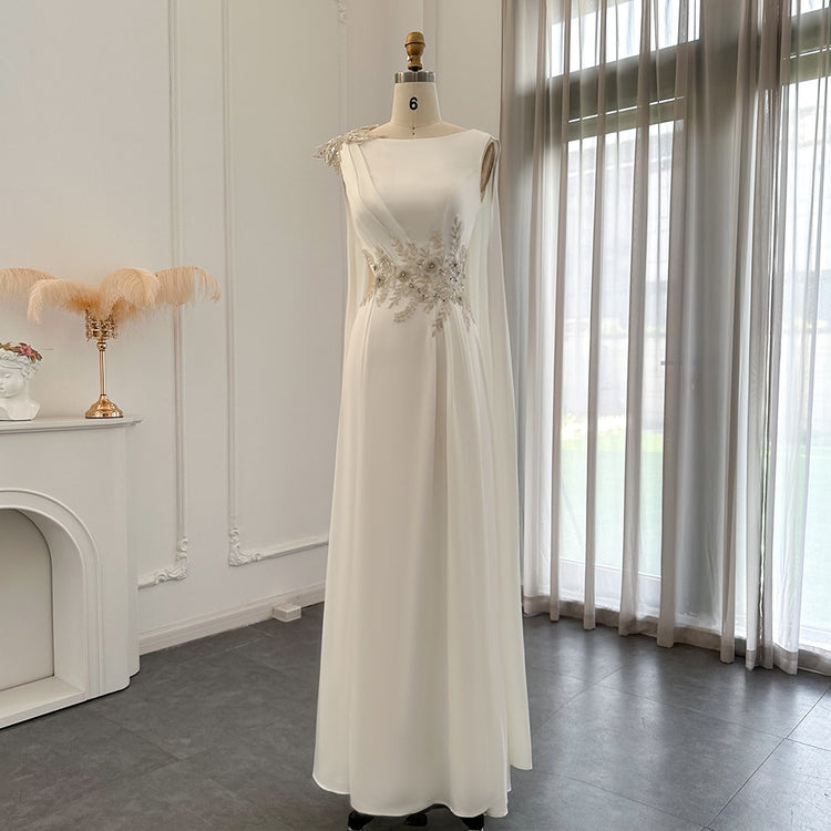 Vestido Longo de Festa Luxo Branco com Detalhes Cristais - Modelo Especial