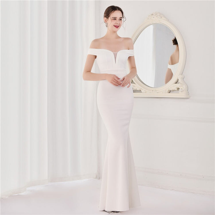 Vestido de Festa Longo Ombro a Ombro Branco