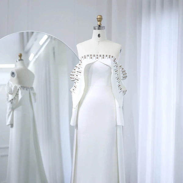 Vestido de Festa Longo Branco Elegante com Manta - Modelo Especial
