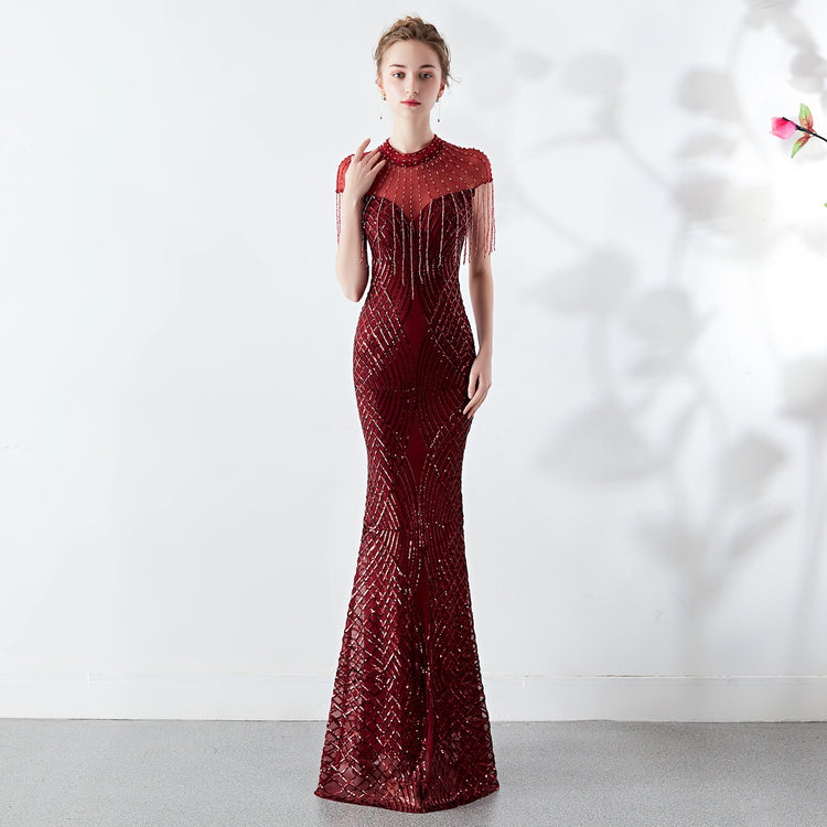 Vestido de Festa com Miçangas Vintage Luxo