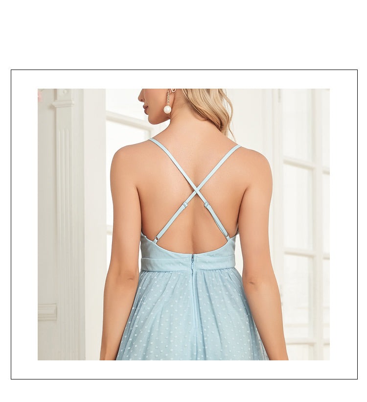 Vestido de Festa Longo em Camadas com Decote V Profundo