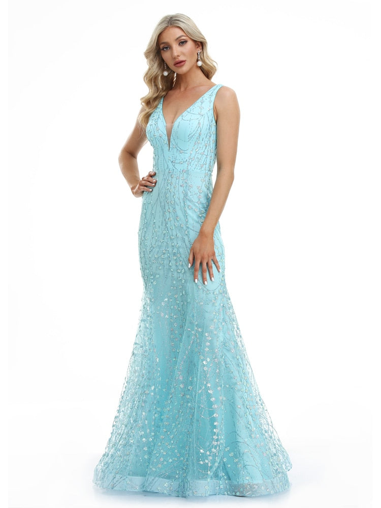 Vestido de Festa Longo Sereia com Brilho Detalhado (Pronta Entrega)