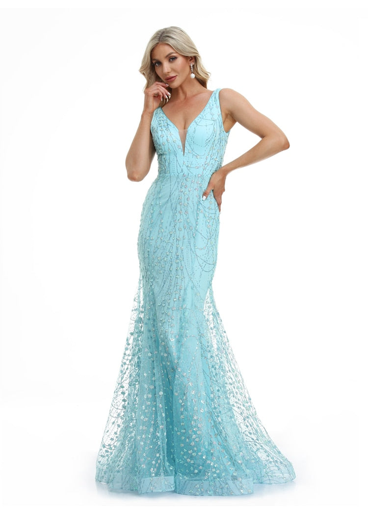 Vestido de Festa Longo Sereia com Brilho Detalhado (Pronta Entrega)