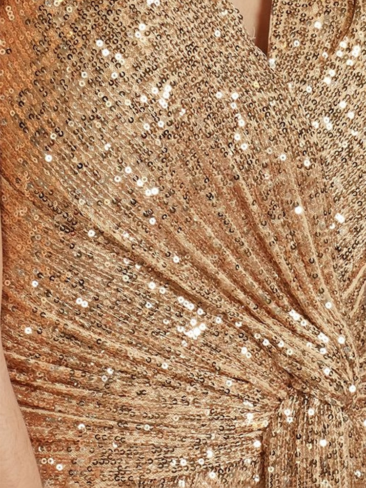 Vestido de Festa Longo Detalhado em Brilhos e Paetês (Pronta Entrega)