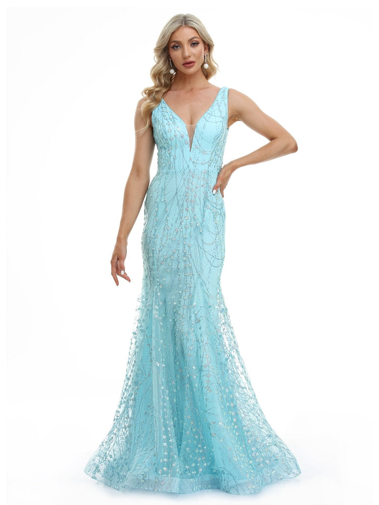 Vestido de Festa Longo Sereia com Brilho Detalhado (Pronta Entrega)