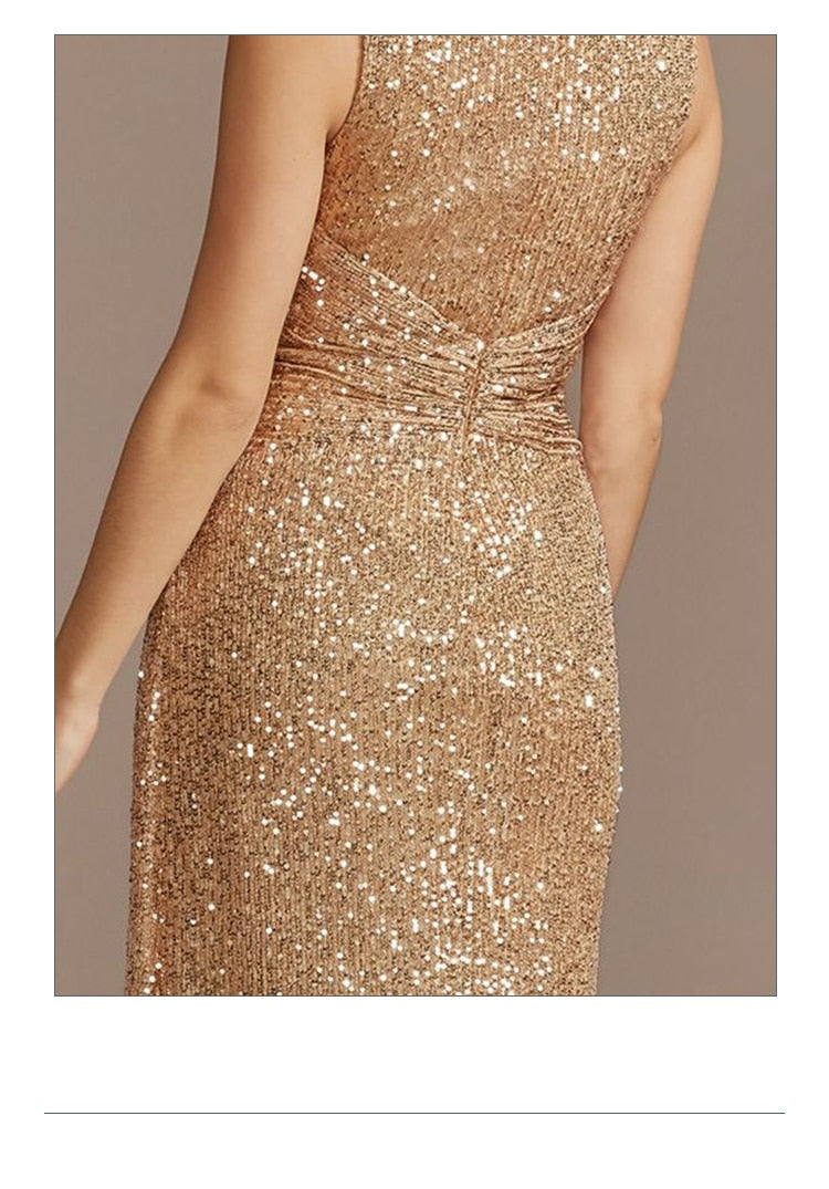 Vestido de Festa Longo Detalhado em Brilhos e Paetês (Pronta Entrega)