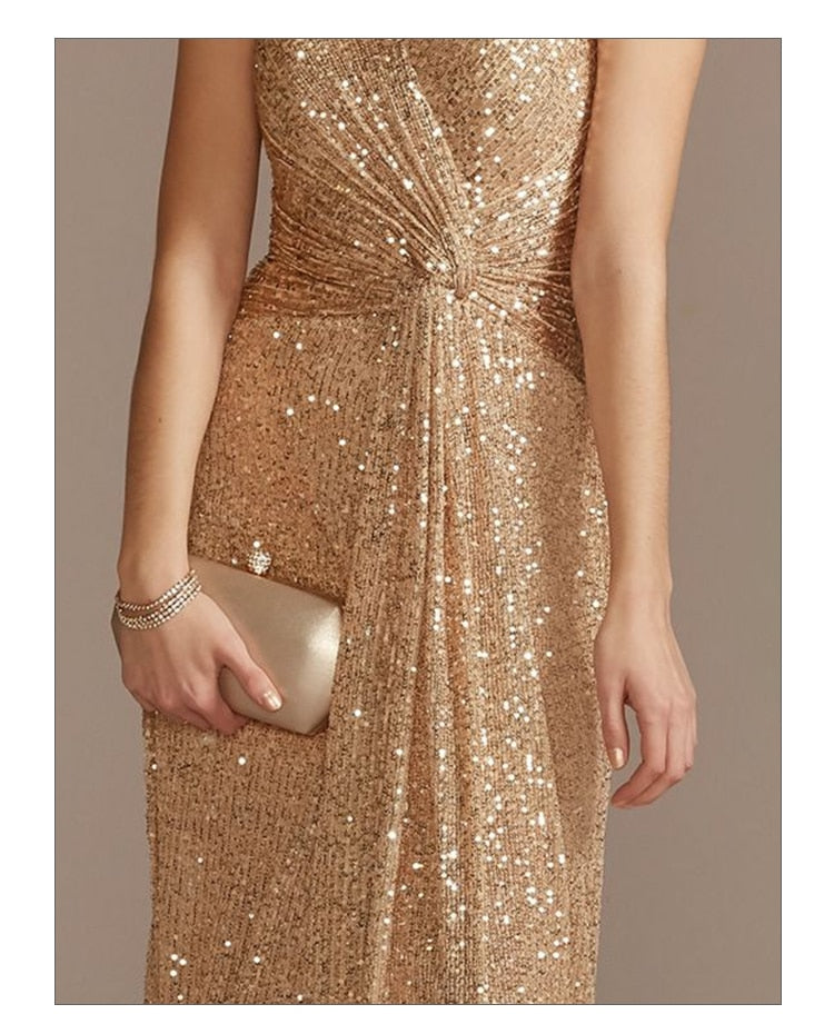 Vestido de Festa Longo Detalhado em Brilhos e Paetês (Pronta Entrega)
