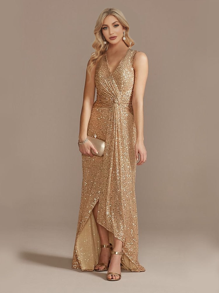 Vestido de Festa Longo Detalhado em Brilhos e Paetês (Pronta Entrega)