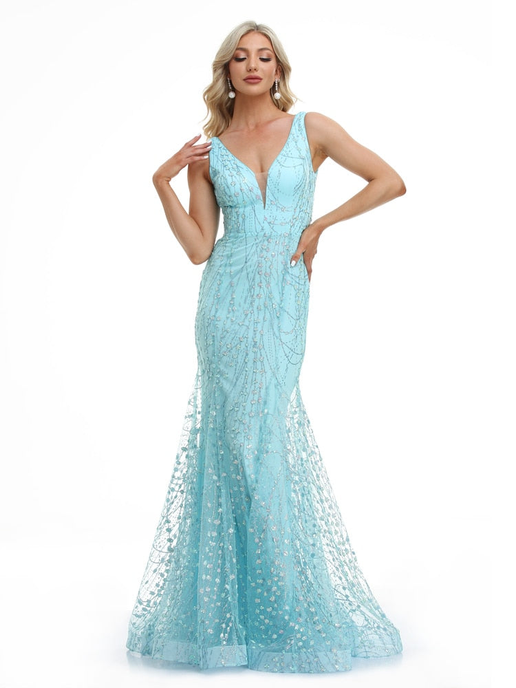 Vestido de Festa Longo Sereia com Brilho Detalhado (Pronta Entrega)