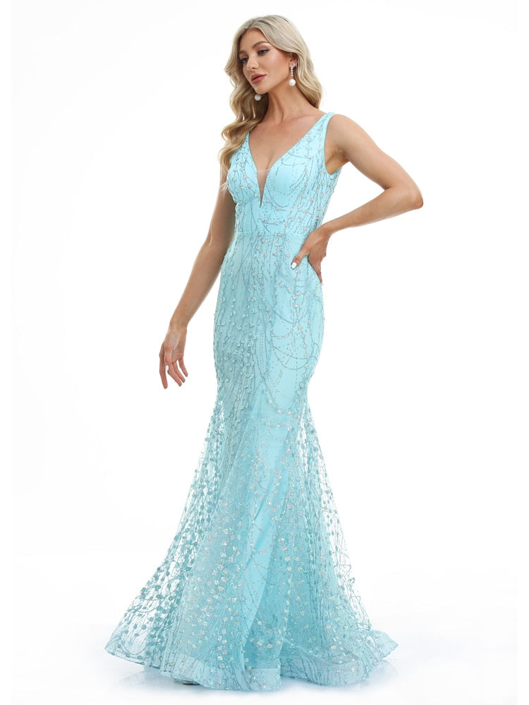 Vestido de Festa Longo Sereia com Brilho Detalhado (Pronta Entrega)